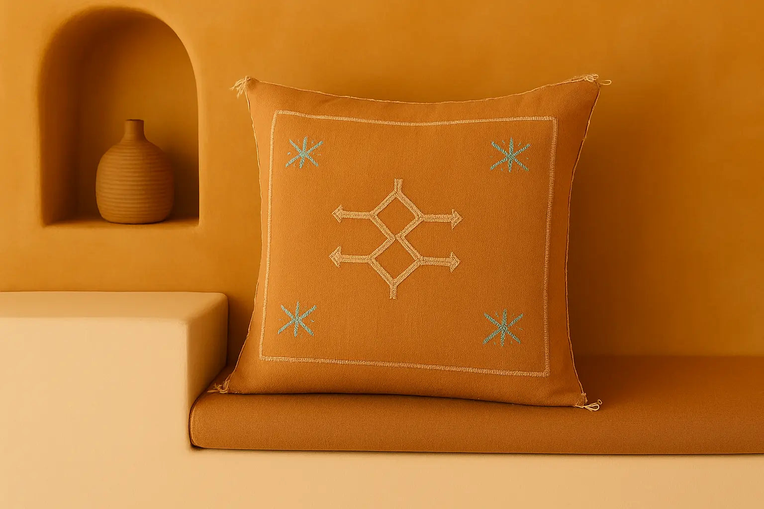 Cojín de Sabra Bronce Tierra – Hecho a Mano en Marruecos Cojines de Sabra ™